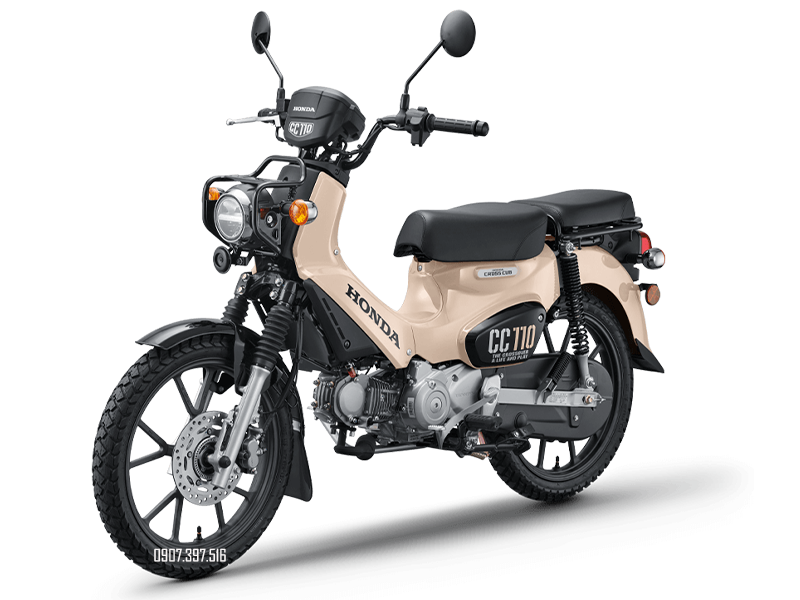 Honda Cross Cub 110 2026 màu kem với yên đôi và bộ lốp phong cách địa hình